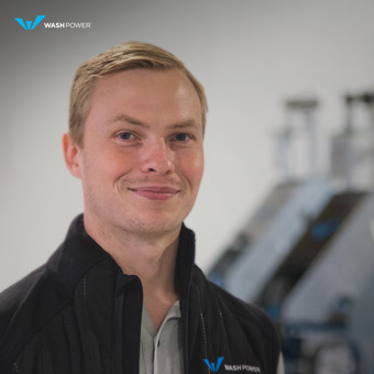 Jake Stenzel in a finisher barn testing